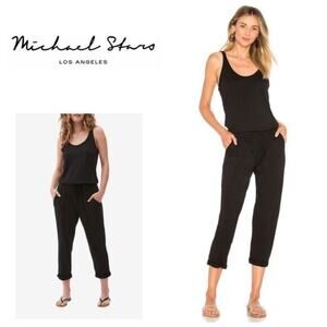 Michael Stars Sleeveless Tank Top Theo Jumpsuit Modal Cotton Black Size‎ LP